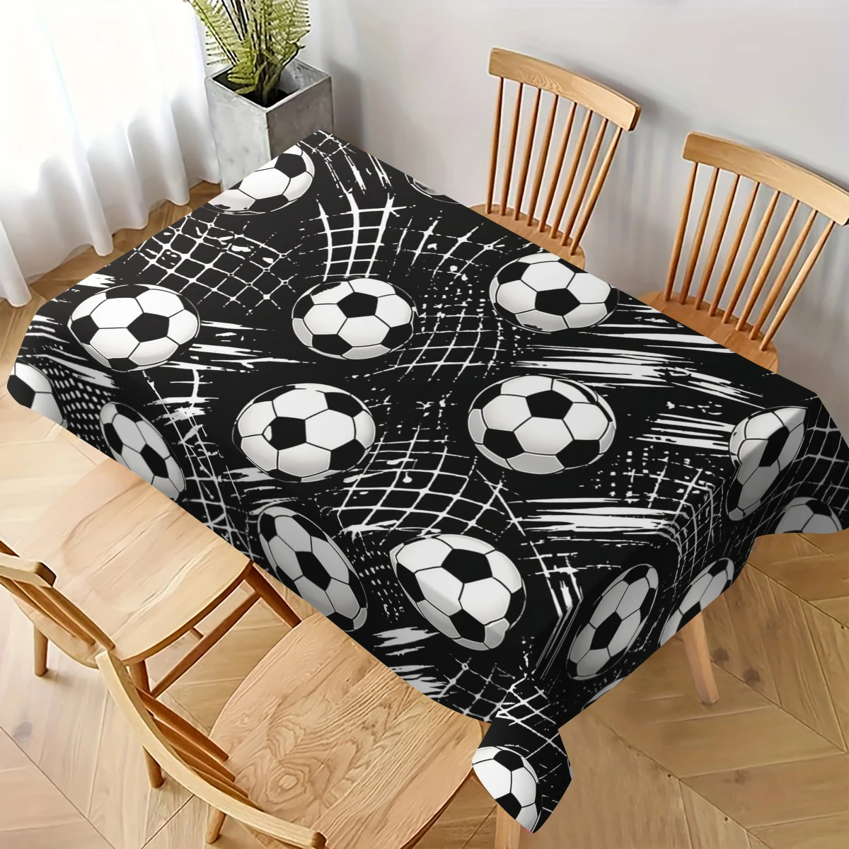 Abstract Line Art Pattern Polyester Tablecloth - Decorative Dining Table Cover, Simple Stylish Table Linen for Daily Home Use