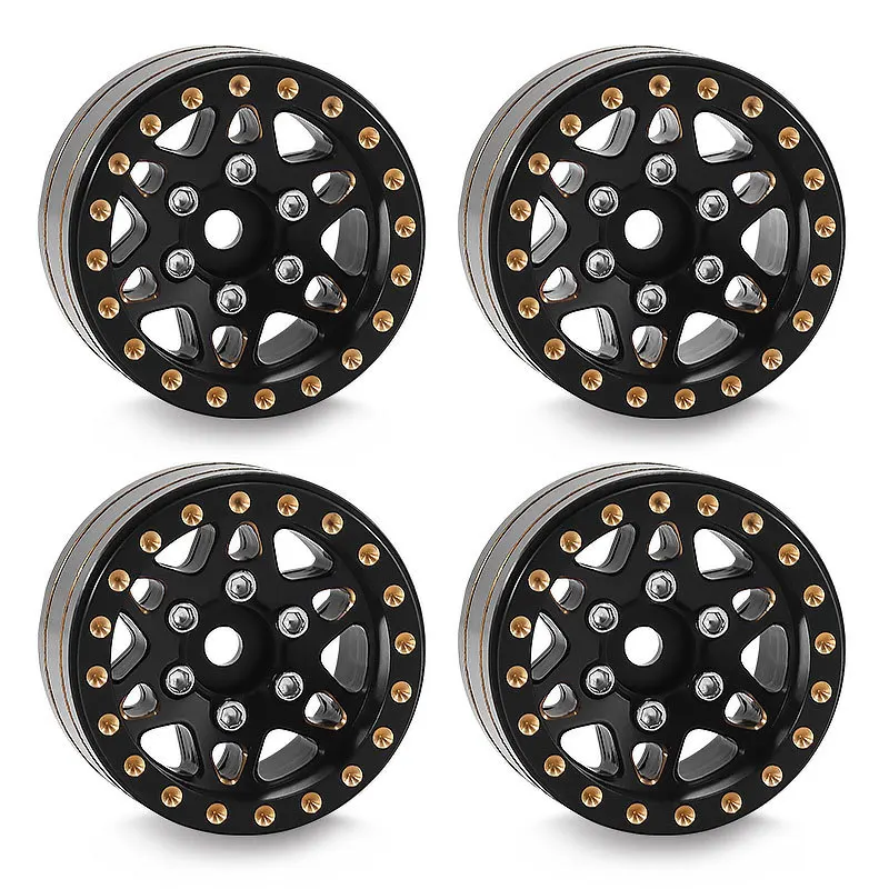 

4 шт. 1,0-дюймовые латунные диски Beadlock для радиоуправляемых краулеров 1/18, тяжелые металлические диски для TRX-4M, SCX24, FMS Ascent-18