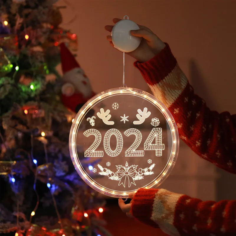 Guirnalda de luces LED coloridas con letras 3D de Navidad con ventosas, luz decorativa para árbol para fiesta, vacaciones, Festival, decoración del hogar
