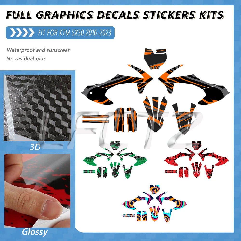 Motocross Fairing Graphic Background Decals Sticker Kit Fit for KTM SX50 SX 50 2016 2017 2018 2019 2020 2021 2022 2023