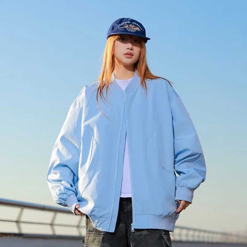 Retro large pocket jacket for women, loose standing collar jacket for men