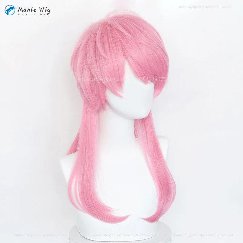 Anime Sanzu Haruchiyo rosa lungo 55cm parrucca Cosplay resistente al calore capelli sintetici Halloween uomo donna parrucche Anime + parrucca gratuita Cap