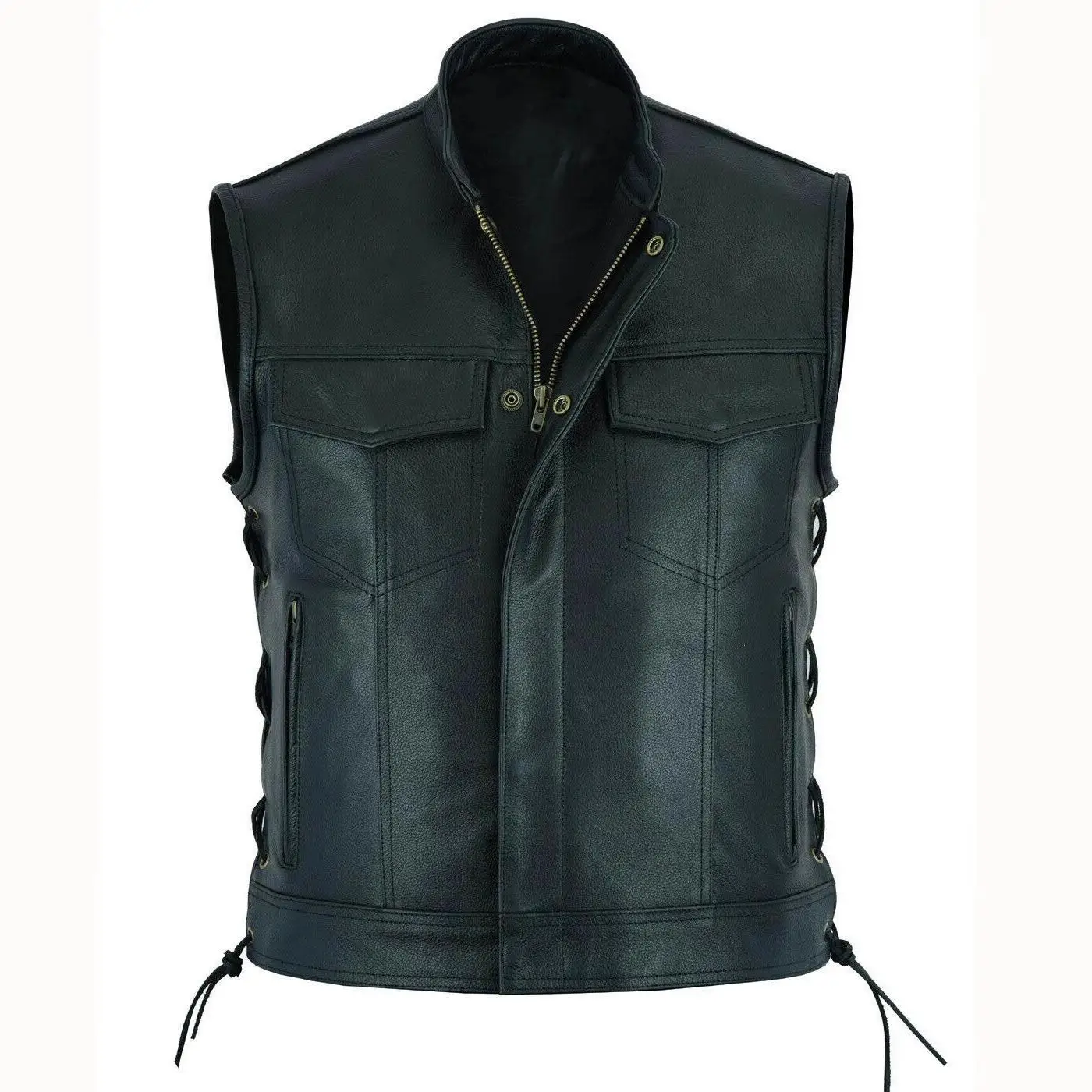 Motorcycle Biker PU Leather Sleeveless Vest for Men Vintage Waistcoat 2025 Steampunk Zipper Strap Designer Hip Hop Streetwear