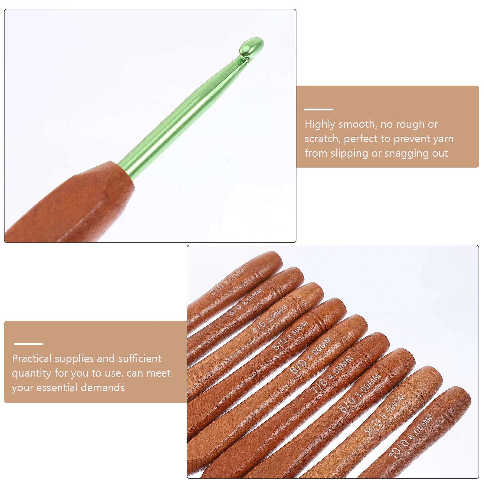 

9pcs Rosewood Handle Crochet Hooks Aluminum Knitting Needles For Sweaters Hats Scarves Gloves Diy Yarn Crafts Weaving Tools