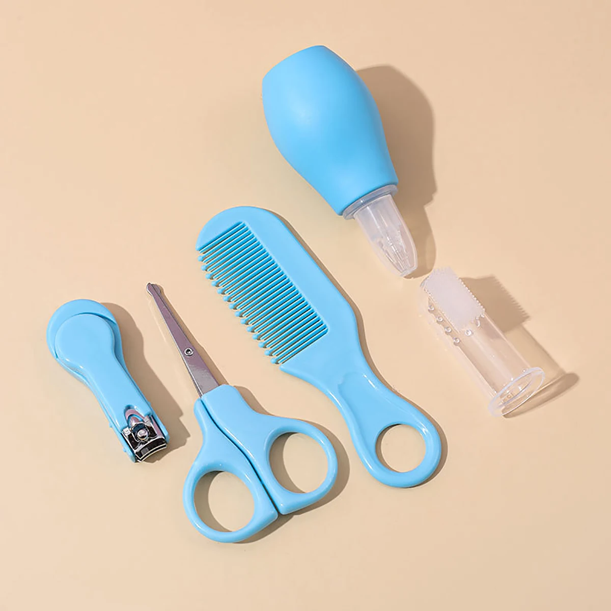 Toothbrush safety scissors Nail clippers small comb 5-piece baby cleaning set Baby nose inhaler Finger