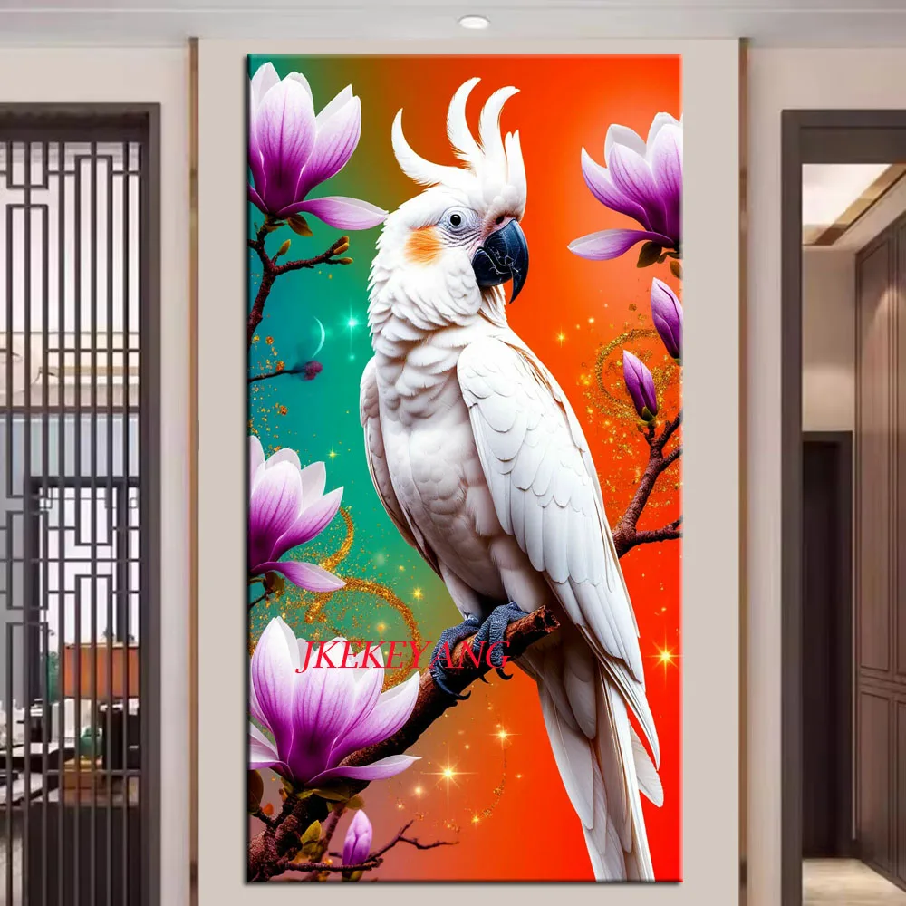 

Красивый попугай и цветы картина DIY алмазная живопись вышивка крестиком полная дрель Алмазная мозаика новая коллекция домашний декор