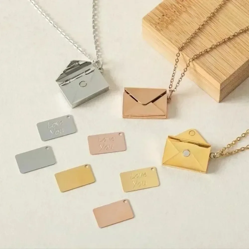Fashion Love Letter Envelope Pendant Necklace for Women Stainless Steel Jewelry Love You for Valentine Day Mother Day Gifts