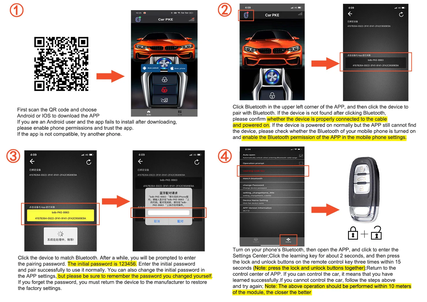 Universelle Zentralverriegelung Autoalarm mit Autostart Startknopf-System Start-Stopp-Fernstarter-Kit Smart Key für Toyota – Detail 3