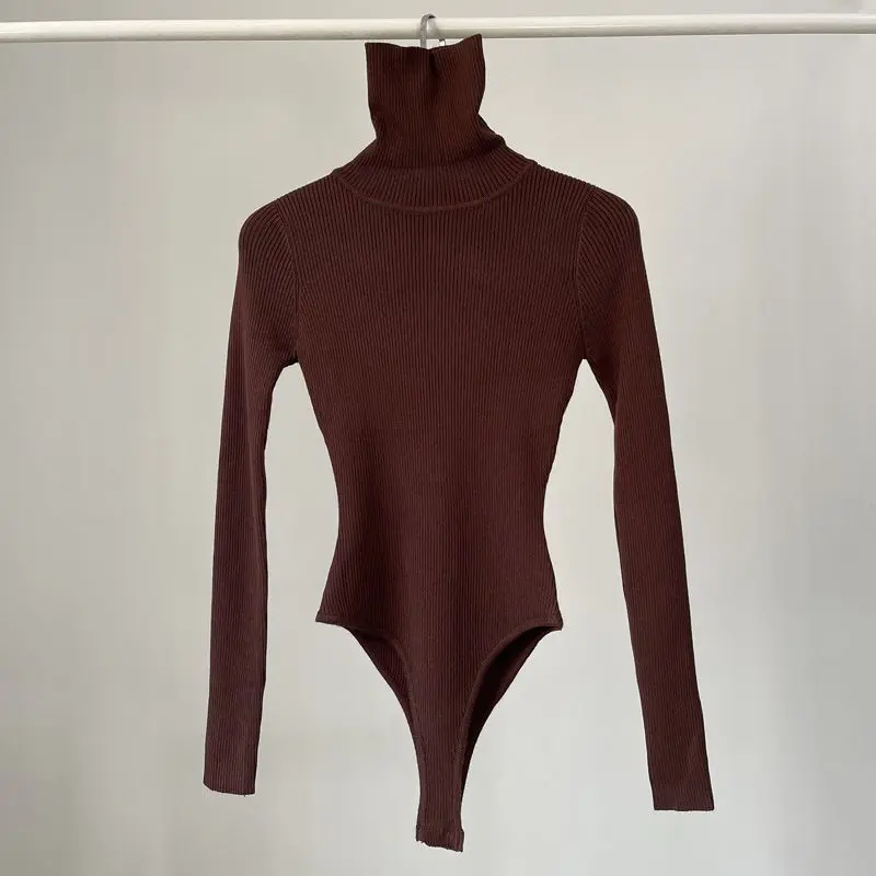 Bodysuits Women Long Sleeve Elegant Fashion Turtleneck Solid Sexy Temperament Inside Spring Fall Korean Style All-match Casual