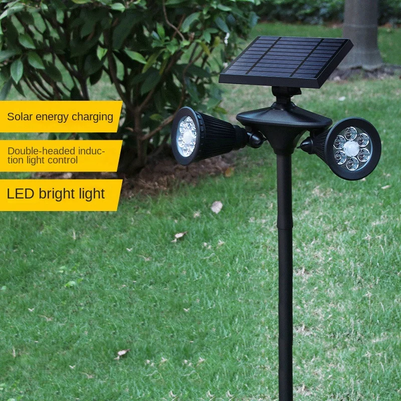 

Solar Lamp Outdoor Double-Headed Spotlight Led Human Body Induction Dual-Purpose Plug-in Floor Wall Lawn Courtyard Street Lamp