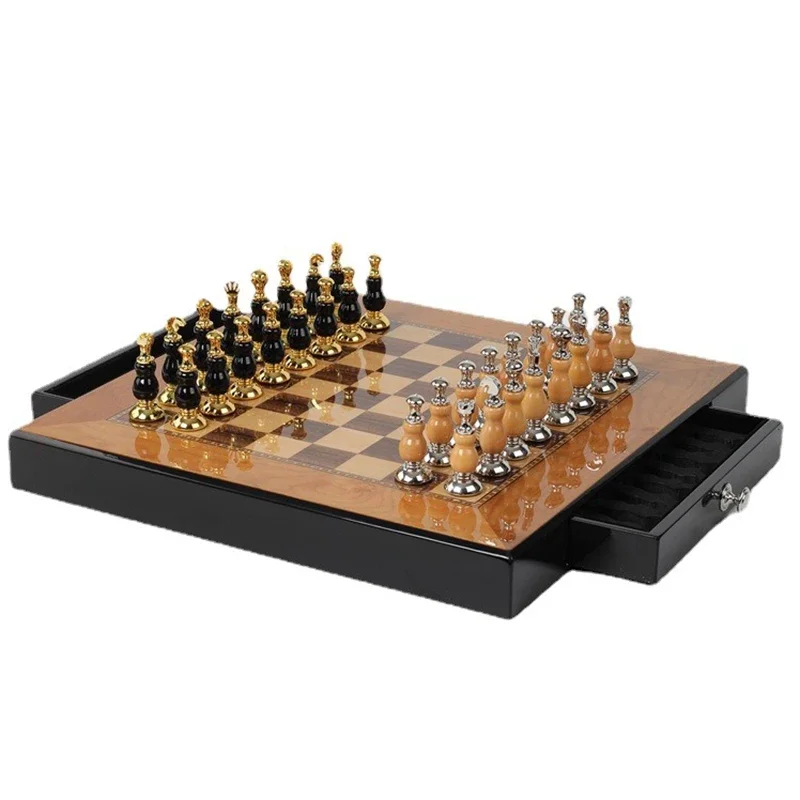 Luxury International Chess Set Creative Board Games Nordic Family Table Games Ornament Zinc Alloy Chess Pieces Modern Home Decor