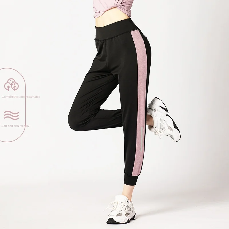 

Sweatpants Women Summer Side Reflective Stripe Elastic Loose Casual Pants Drawstring Quick Dry Running Fitness Yoga Pants