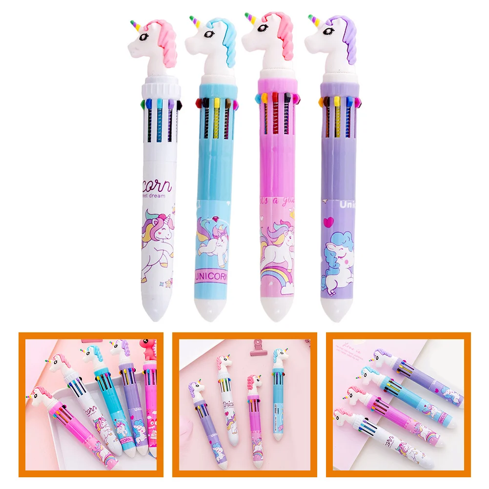 

4Pcs Multicolor Ballpoint Pens ABS Material Lovely Portable Writing Pen Creative Design Wear-Resistant Pens for Teenager Use