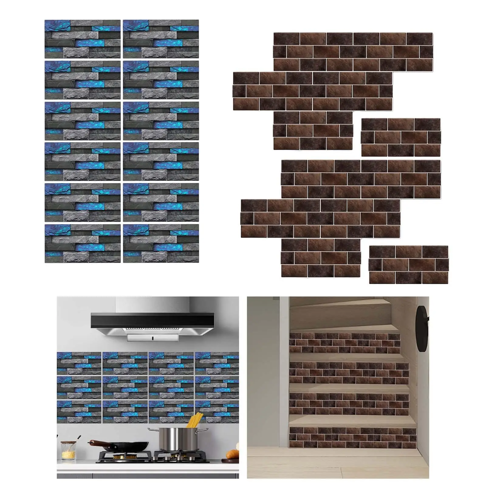 12x Faux Bricks Wallpapers Wall Panels Decoration Background Imitation Bricks