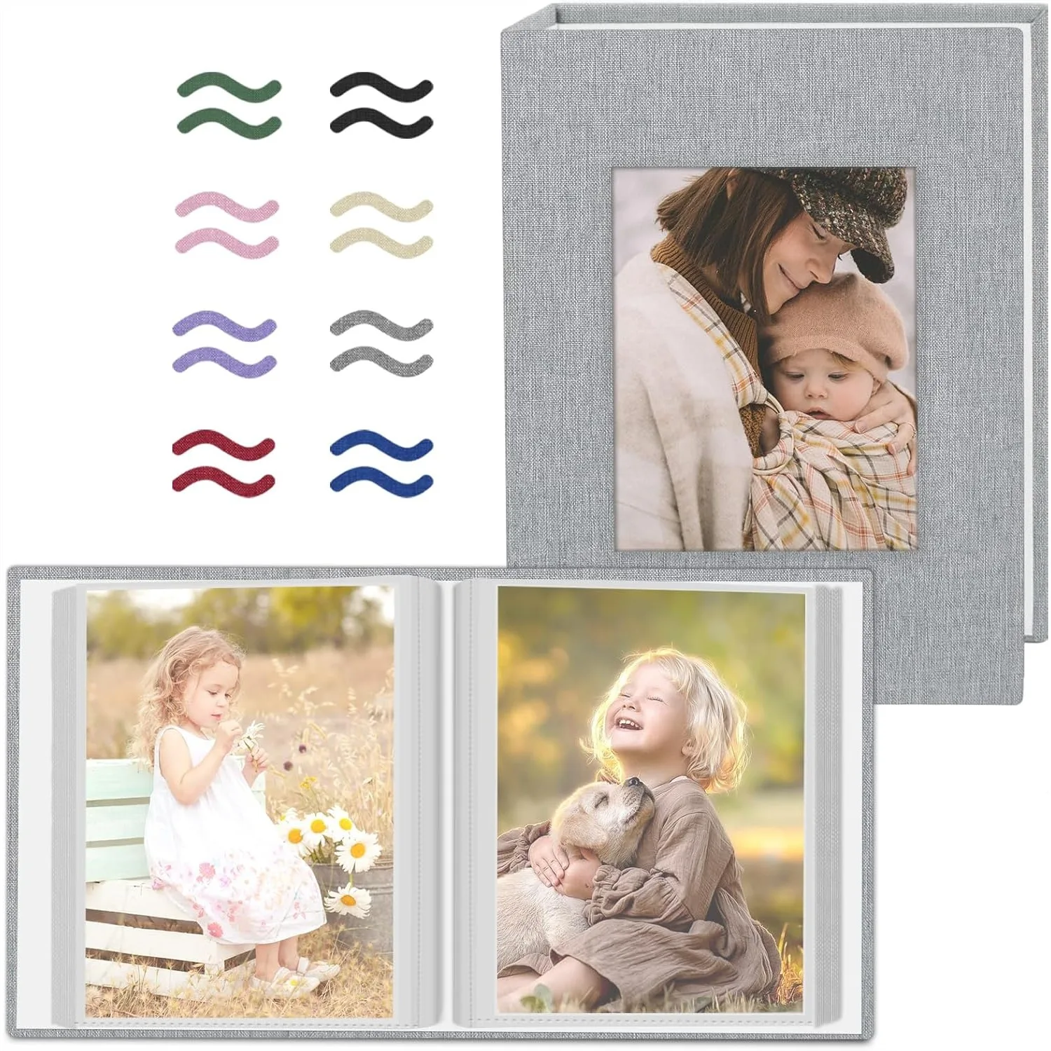 2 Pack Photo Album 4x6 Pictures, Small Linen Slip-in Photo Albums Book For 80 Photos With 40 Pockets, Birthday Gifts For Women Mom Family Baby