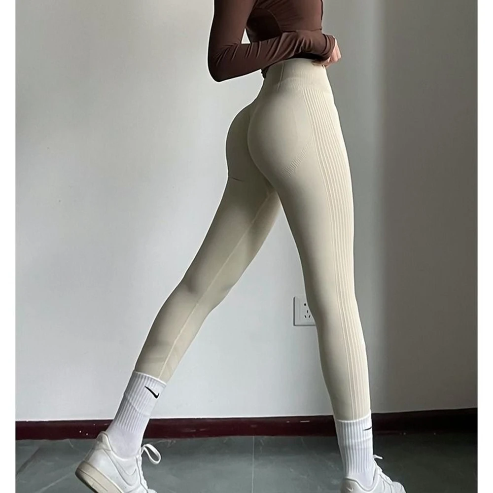 

Womens High Waist Yoga Pants Sexy Lines Lifting Buttocks Fitness Gym Running Capri Pants Tummy Control Slimming Leggings