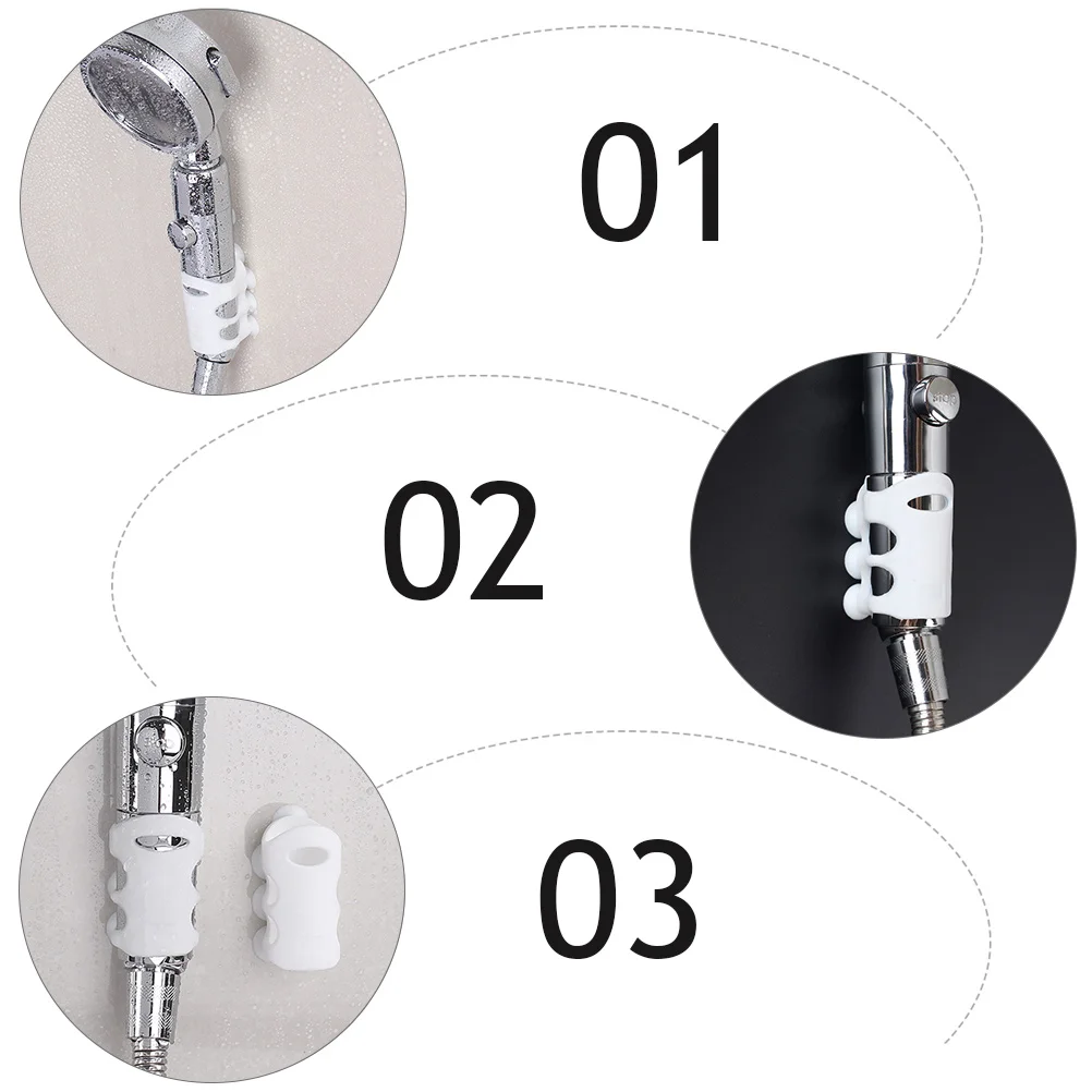 

5 pcs Silicone Shower Head Holders Suction Cup Brackets Adjustable Racks White Color Bathroom Accessories Non Toxic Reusable