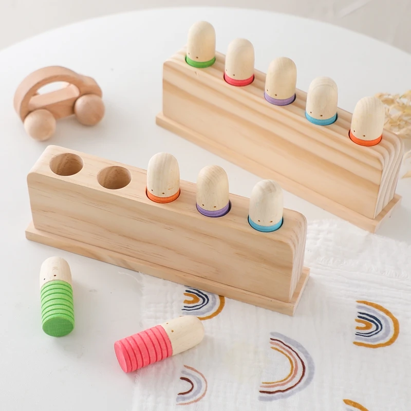 Baby Montessori Toys Wooden Little Doll Toy Color Recognition Toy Wooden Jumping Toy Hand And Foot Coordination Toy Baby Gifts