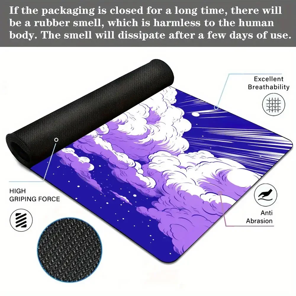 Muismat Bureaumat Illustratie met cloudthema Muismat met gestikte randen Antislip rubberen basis toetsenbord Uitgebreide pad gamingmat