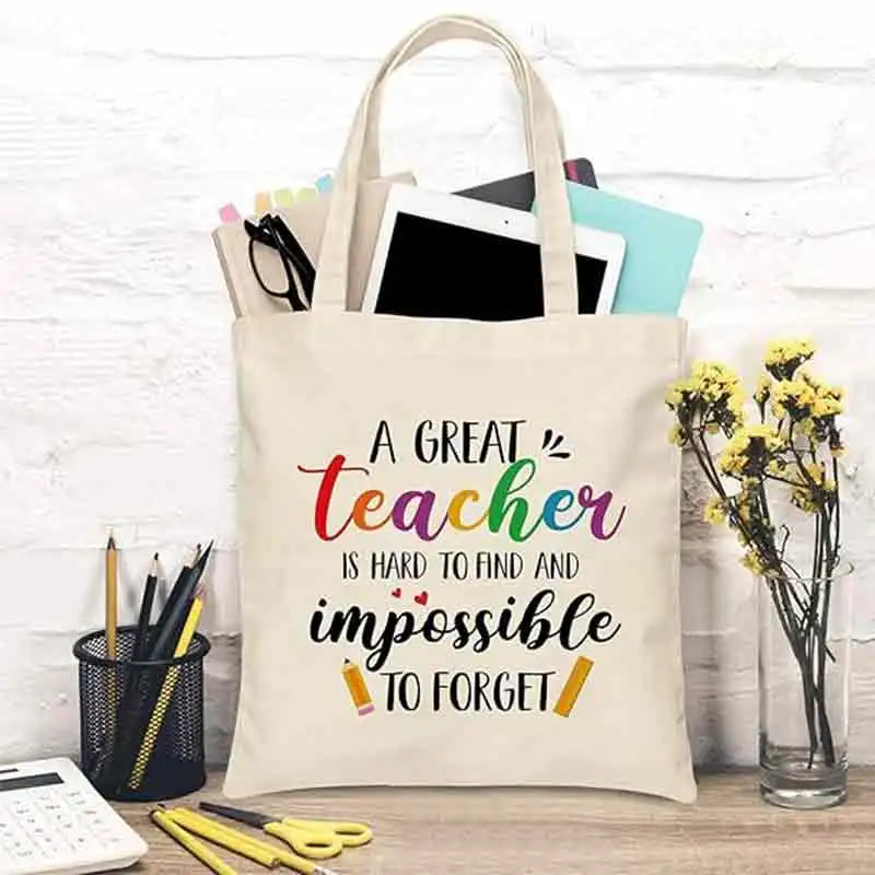 TOUB042 Teacher Appreciation Tote Bags, Grateful End of Semester Retirement Teacher Thanksgiving Christmas Gifts 2PCS