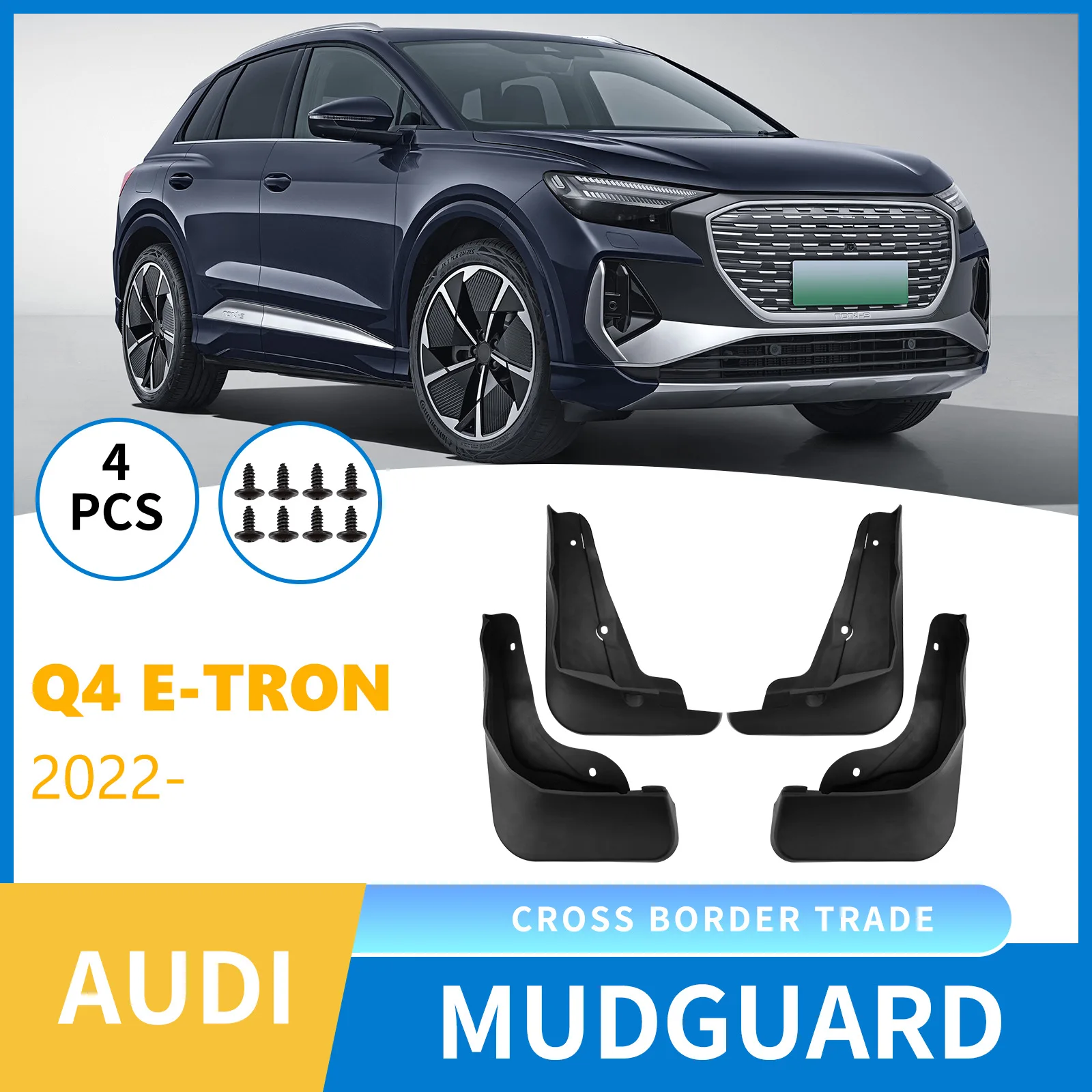 

Mudguard Fr Audi Q4 E-Tron 2022-2025 car front and rear tire mudguard skin,Front Rear Flares Splash Guards Cover Car Accessorie