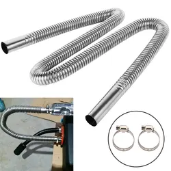 200/120CM Stainless Steel Exhaust Pipe Flexible Exhaust Hose Diesel Gas Vent Hose with 2 Exhaust Clamp for Car Air Diesel