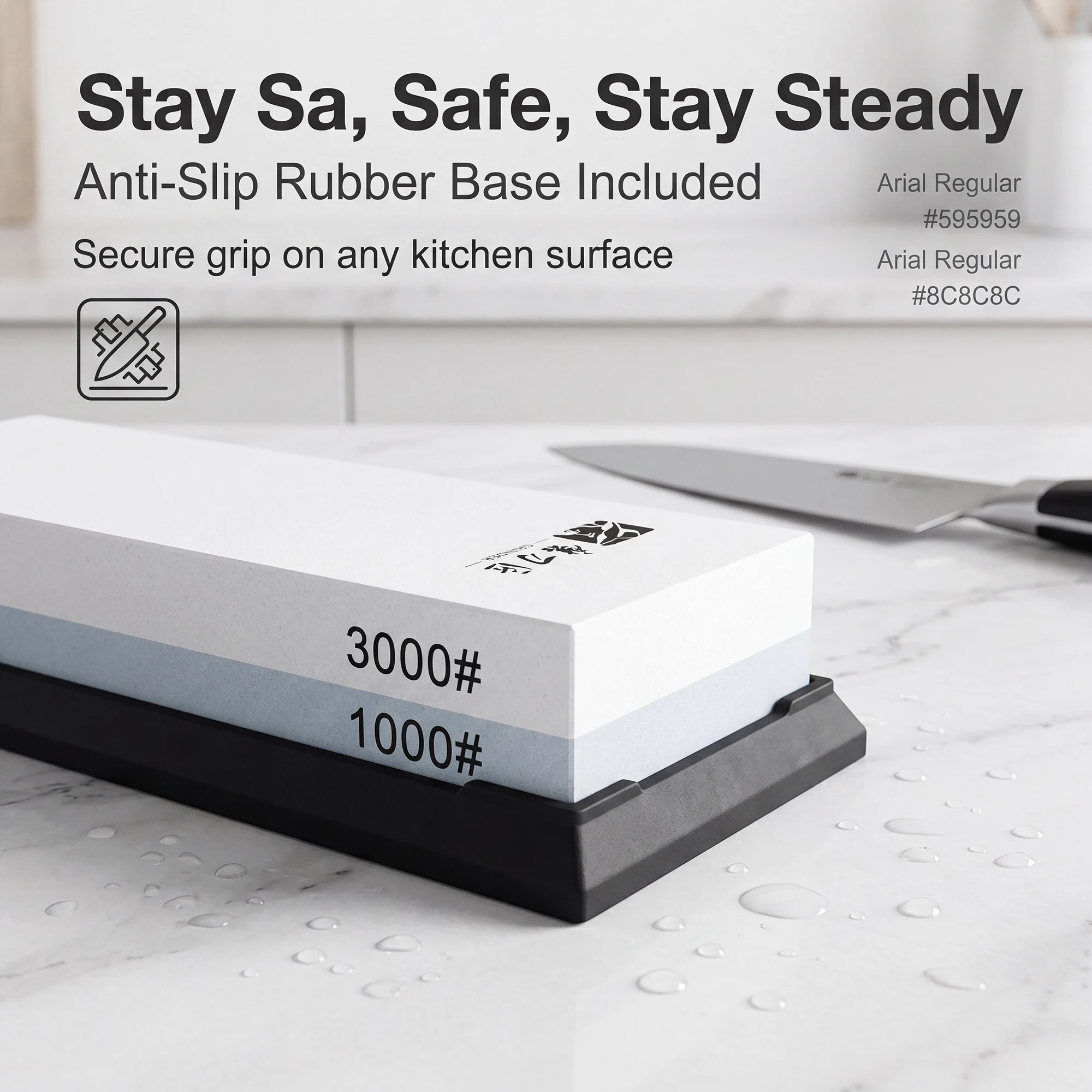 TG6310 Corundum Knife Sharpening Stone 1000/3000 Grit 180x60x28mm 558g Durable Whetstone Sharpener for Chef Kitchen Use
