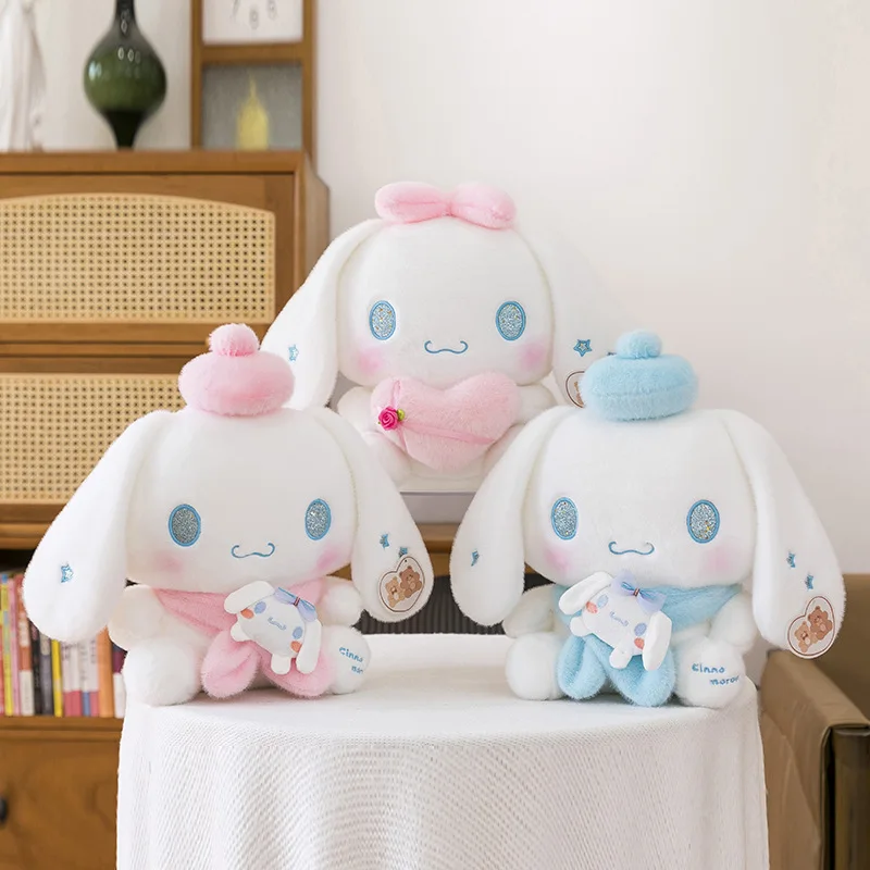 55 cm Kawaii Sanrio Plüschtier Cinnamoroll Stoffpuppe mit Hut Herz Große weiche Babypuppe Kindergeburtstag Weihnachtsgeschenk Perfekt