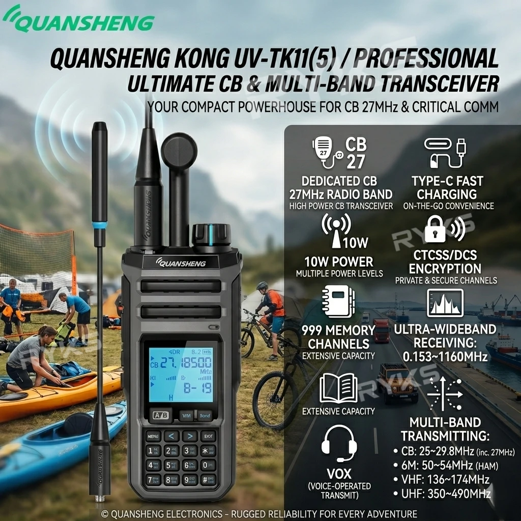 Walkie Talkie Summer Camp Quansheng Tk-11(5) 10W Am Ssb Dual Receive Full Band Two Way Radio For Outdoor Adventure Hiking Team