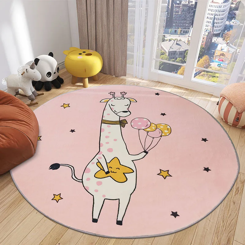 

Cartoon Cute Animal Round Carpets For Home Living Room Bedroom Decor Bedside Sofa Kids Game Soft Floor Mats Child Play Area Rugs