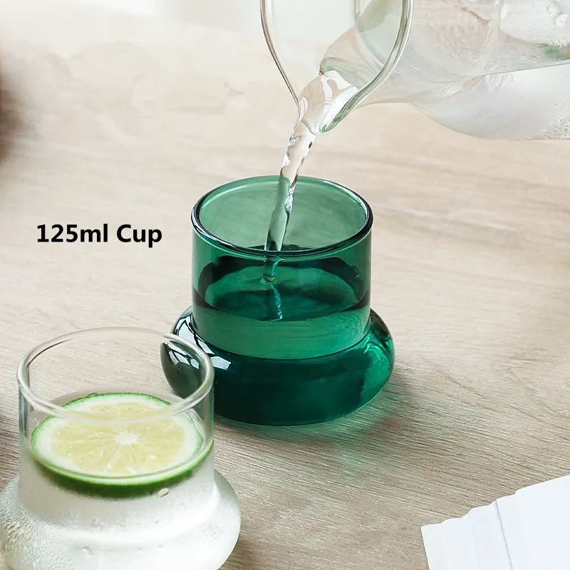 Colorful Clear Glass Bedside Night Water Carafe Set with Tumbler, Pitcher And Cup Night Set