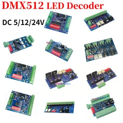 Decodificador DMX512, controlador LED de voltaje constante, atenuador de ánodo común DC5 ~ 24V, 3, 4, 6, 8, 12, 18, 24 y 27 canales