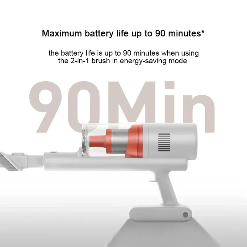 MIJIA Wireless Vacuum Cleaner 3,Green Searchlight 260AW Suction,110000 RPM,90min Runtime,Cordless Handheld Vacuum Cleaner