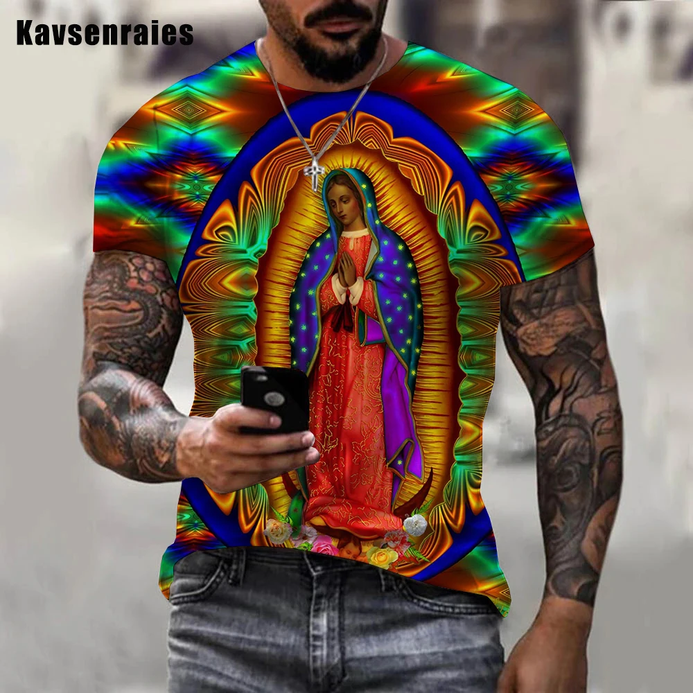 Our Lady Of Guadalupe Virgin Mary Catholic 3D Printed T-shirt Men Women Casual Fashion Harajuku Oversized Tops Clothes