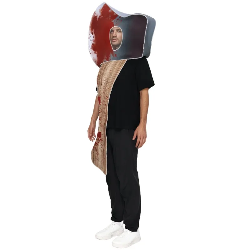 Disfraz de Cosplay de hacha sangrienta para Halloween, divertidos trajes de espectáculo escénico de terror para adultos, vestido de fiesta aterrador, accesorios de Casa Encantada