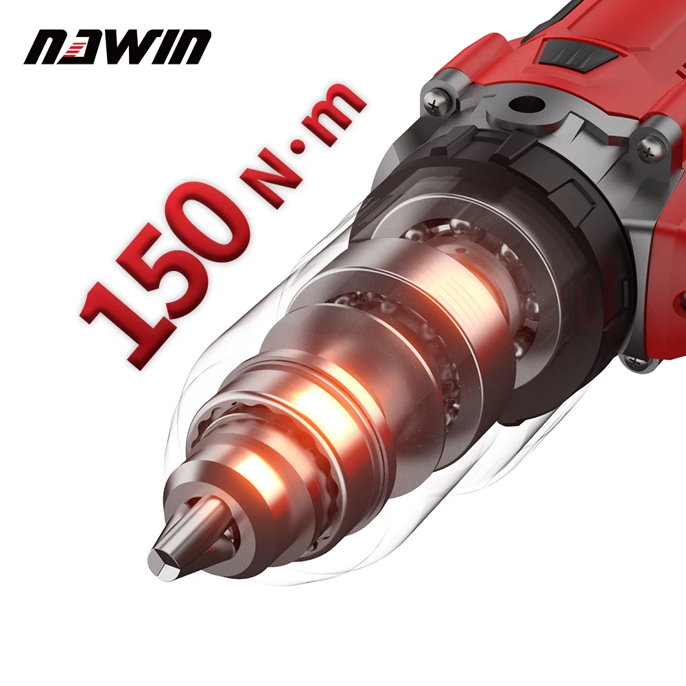 NAWIN-Industrial Grade Brushless Broca de Impacto, 125NM Cordless Drill, 1/2 \