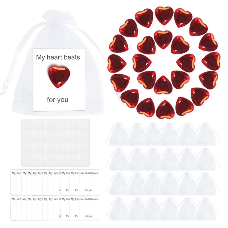 24Sets Heart-Shape Diamond Set, Valentine's Day Gift, Proposal Gift, Classroom Party Gifts For Children