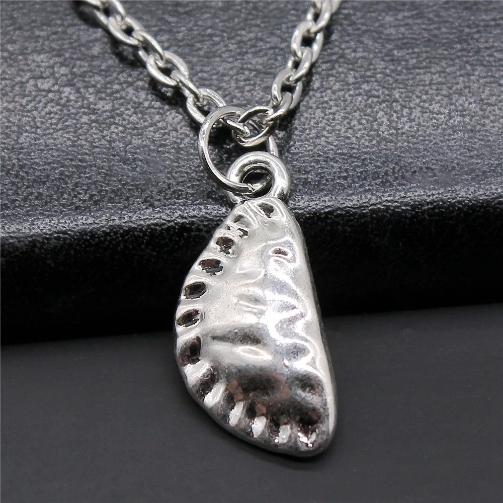 Fashion Simple Vintage Antique Silver Color 10x22mm Dumplings Pendant Necklace For Women