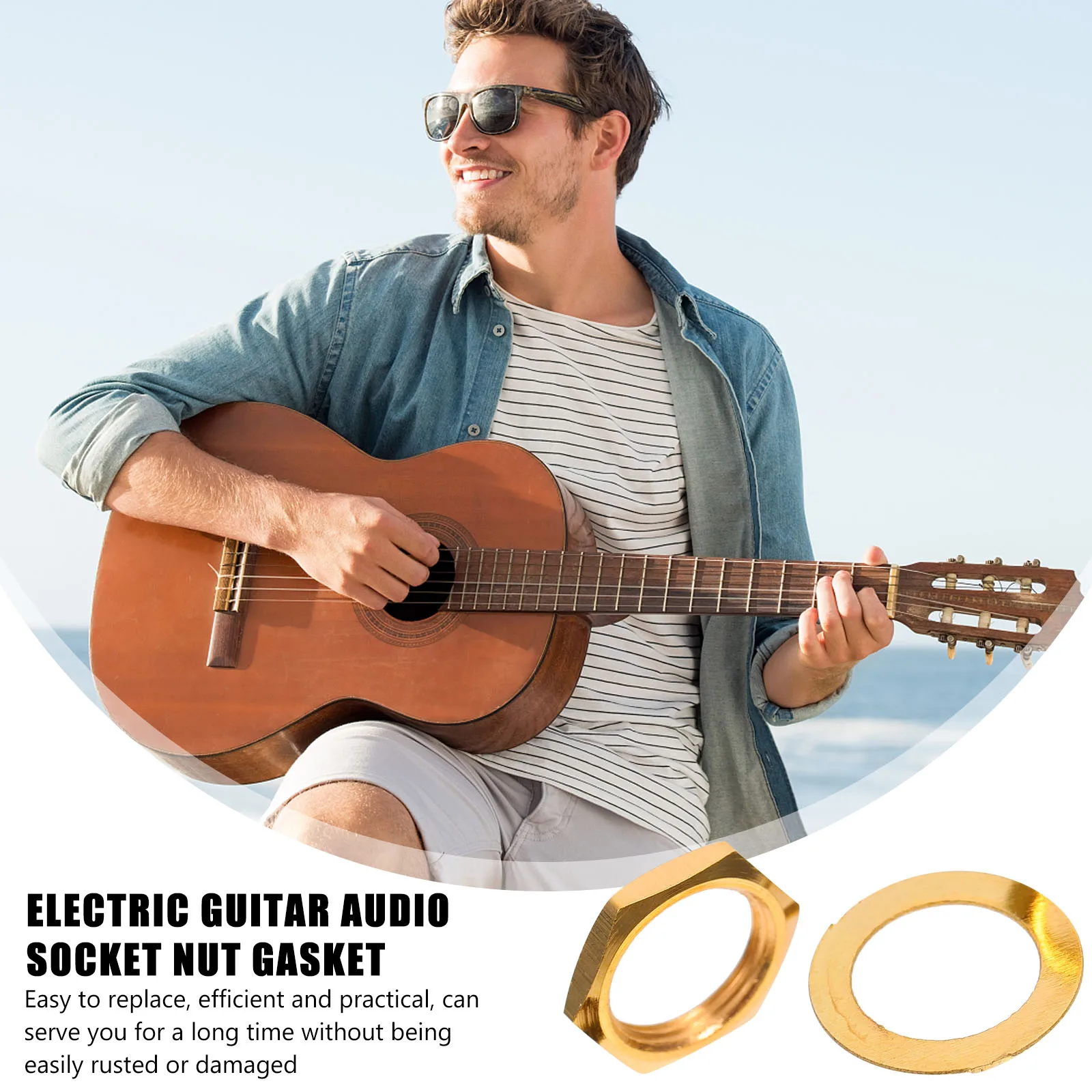 

10 Pcs Electric Guitar Gaskets Jack Socket Locking Nut and Washer for Input Sleeve