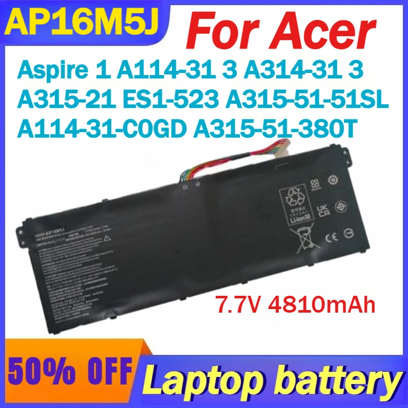 7,7 В, 4810 мАч, AP16M5J, аккумулятор для ноутбука Acer Aspire 1 A114-31 3 A314-31 3 A315-21 ES1-523 A315-51-51SL A114-31-C0GD A315-51-380T