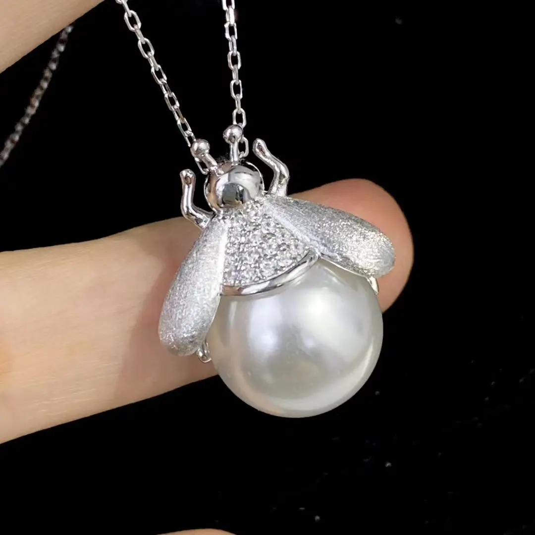 

Wholesale Bee S925 Sterling Silver Pendant Mount Base Mountings Findings Parts Fittings Accessories for 13-14mm Pearls 5pcs/lot