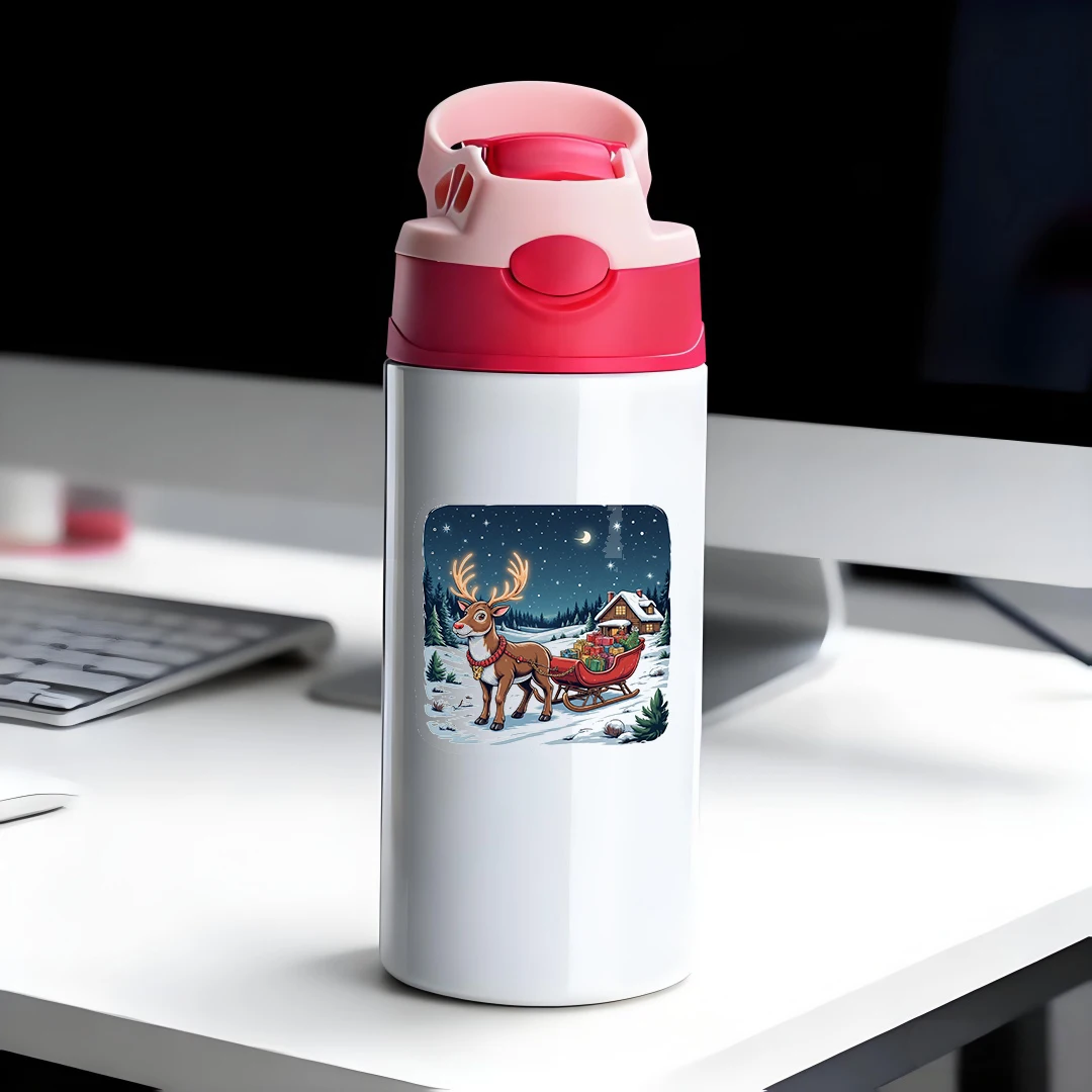 

304 Stainless Steel Insulated Cup + Cartoon Santa Claus Straw Cup Children's Insulated Cup Gift Set Christmas Gift