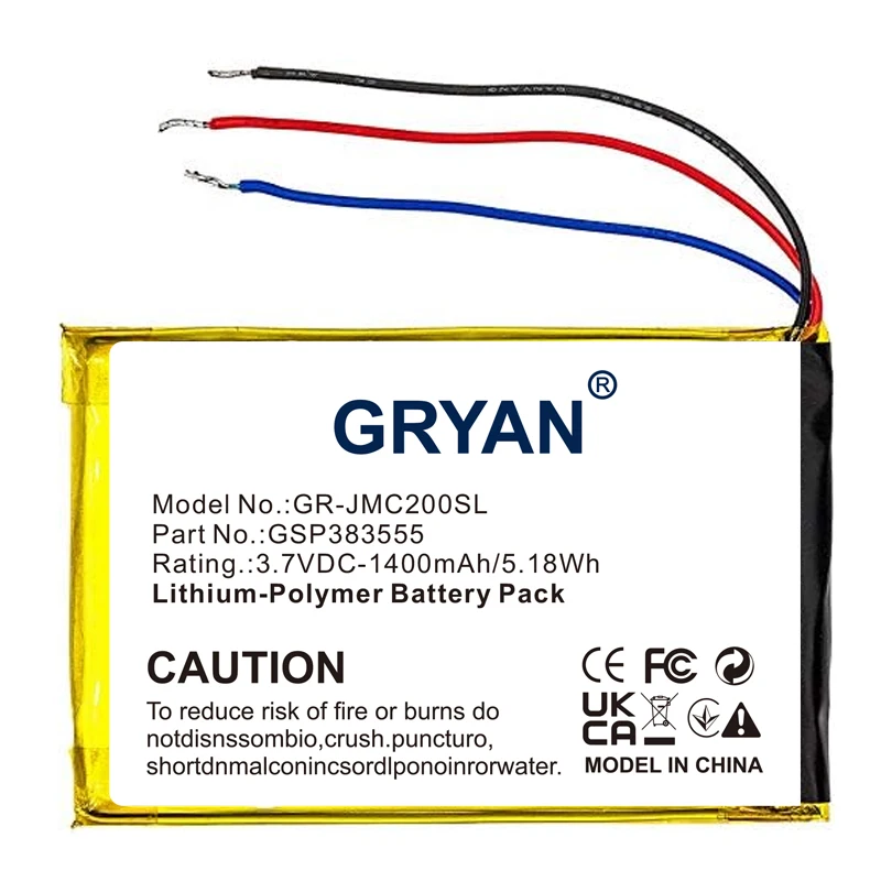 GRYAN Replacement 1400mAh Battery P453048D 01 GSP383555 for JBL Clip 2AN CS056US CLIP2BLKAM P04405201 Clip 2 Special Edition