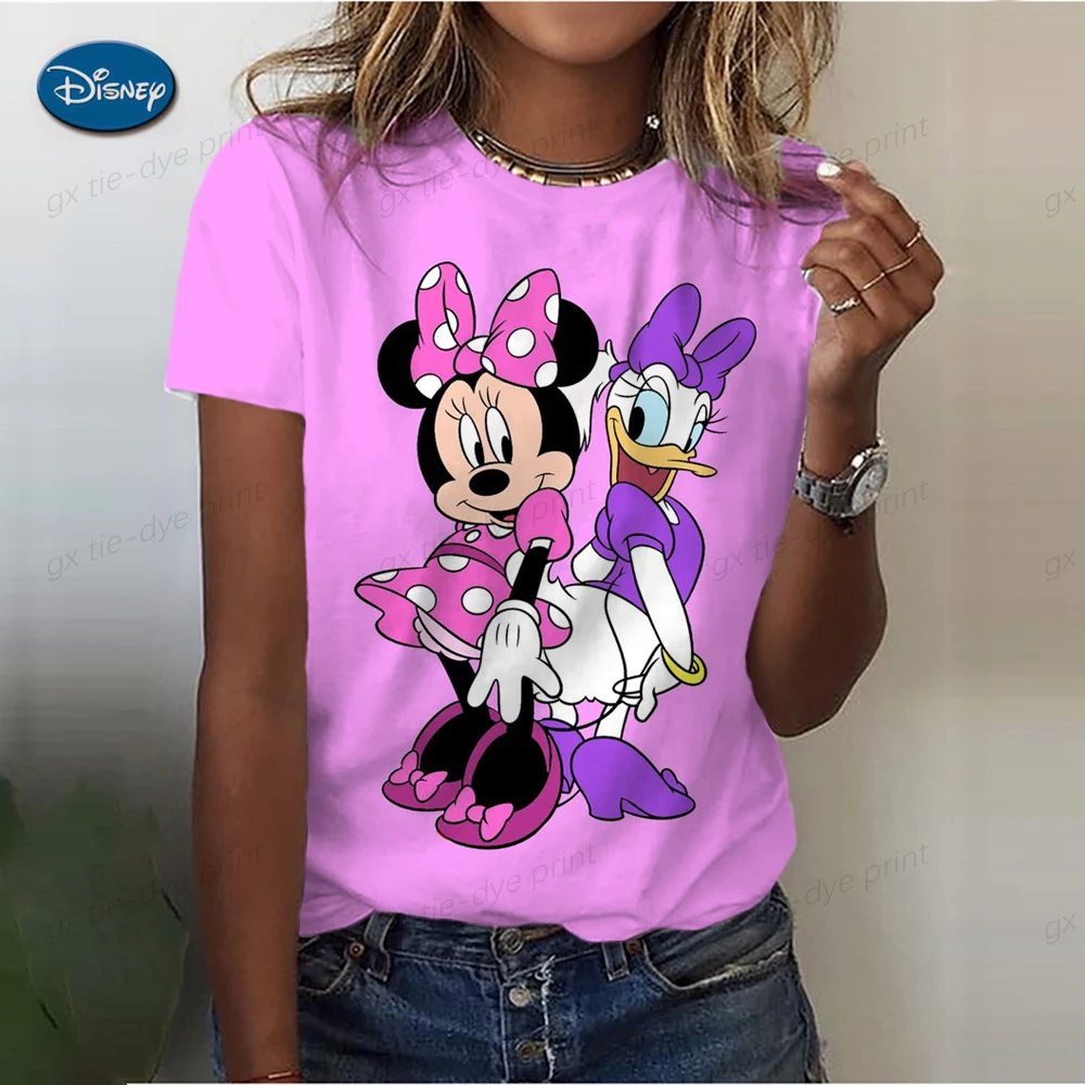 Minnie Mouse Bedrukt T-Shirt Dames Mode Basic Top Dames Hoge Kwaliteit T-Shirt Disney Korte Mouw T-Shirt Zomer Lightweig