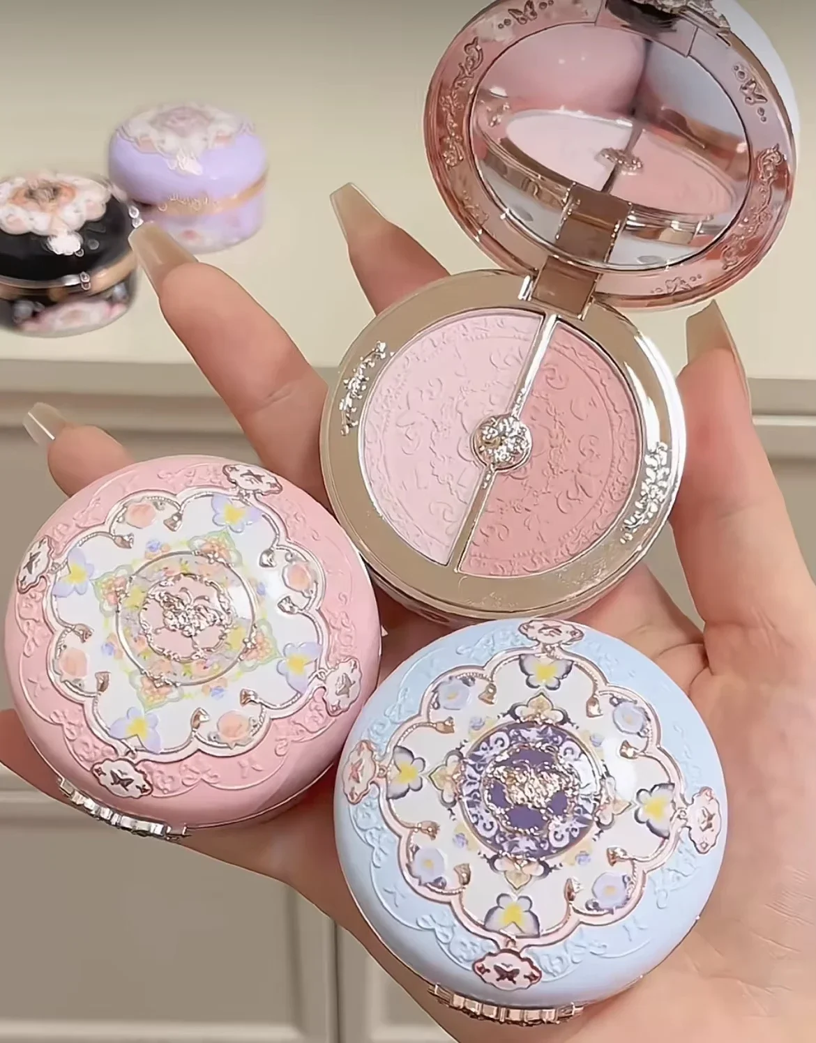 

Flowerknows Butterfly Cloud Collar Collection Blusher Rouge Box Highlight Blush Makeup Duo Powder Brightening Auxiliary Colors