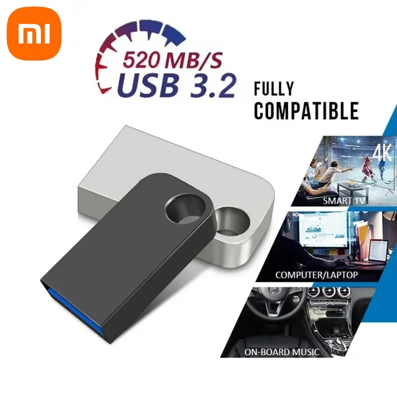 샤오미 USB 3.2 고속 전송 금속 C 타입 U 플래시 드라이브, SSD 휴대용 미니 플래시 드라이브 메모리, 방수 U 드라이브, 2TB