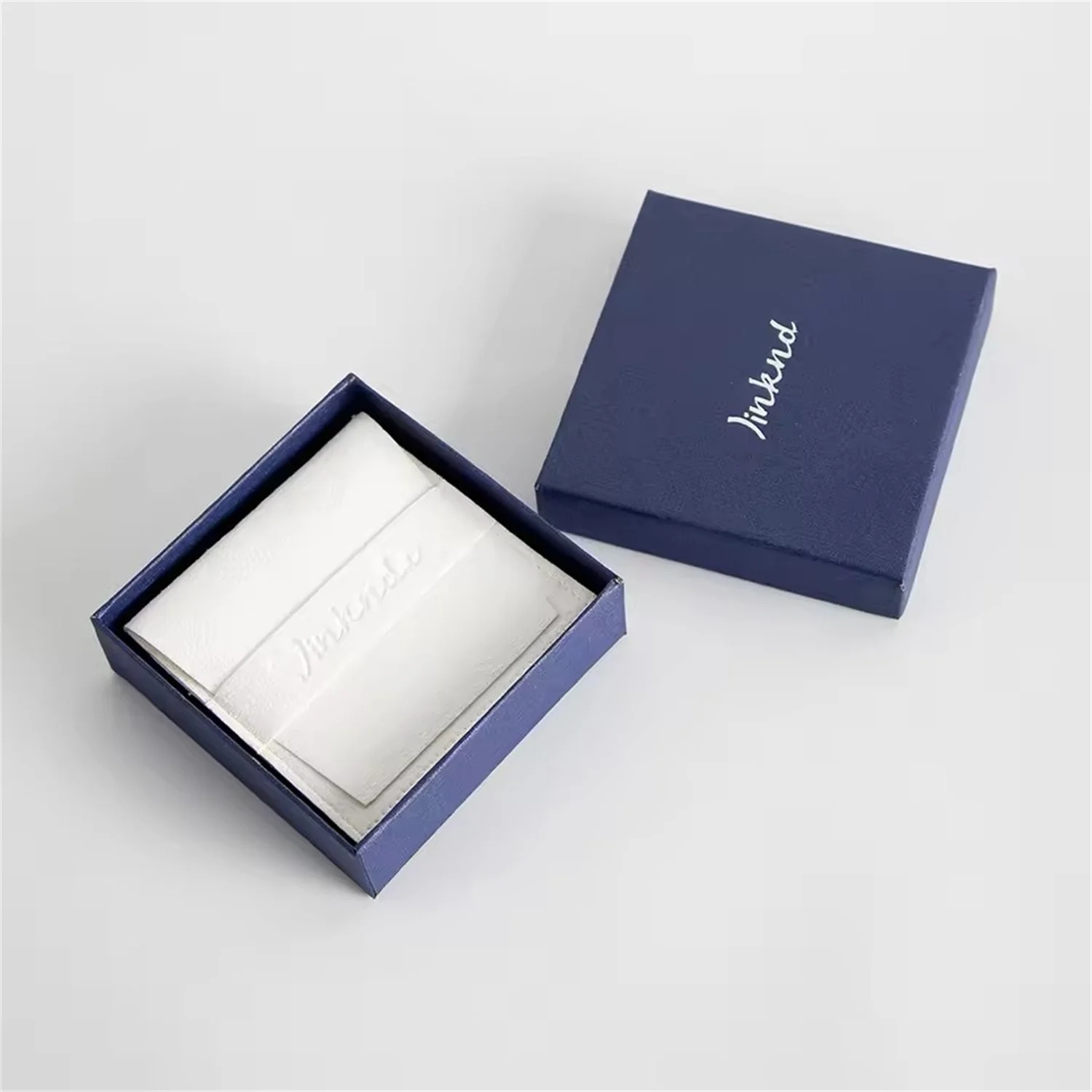 

50pcs Custom Logo Jewelry Gift Box Personalized 7*7*3cm Earrings Rings Packaging Cardboard Box With Microfiber Suede Pouch Dust
