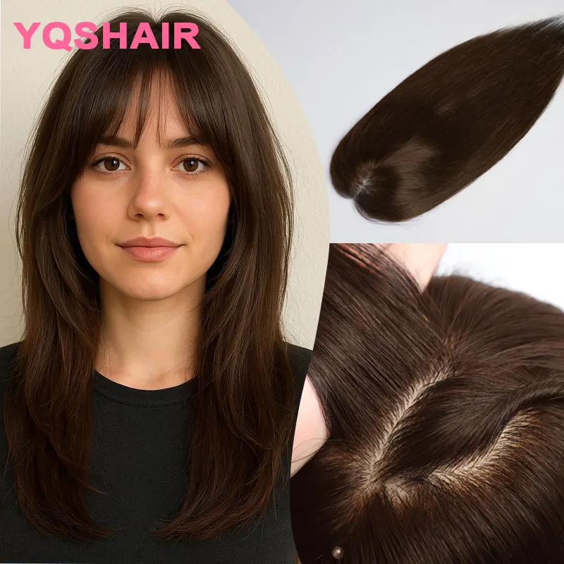 

Мягкий коричневый парик из натуральных еврейских волос, 20 дюймов, с прямой шелковой основой 5x5, без клея, с эффектом естественной части на макушке, с детской шелковистой кружевной основой, европейские волосы, предварительно пророщенные.