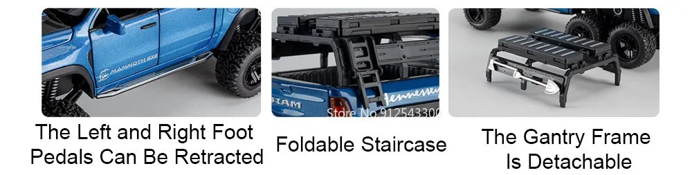 1:32 Mammoth Raptor F150 Legierung Modell Auto Spielzeug Sound Licht Diecast Metall Zurückziehen Off-road Pickup Modelle Sammlung Kinder geschenke – Detail 4