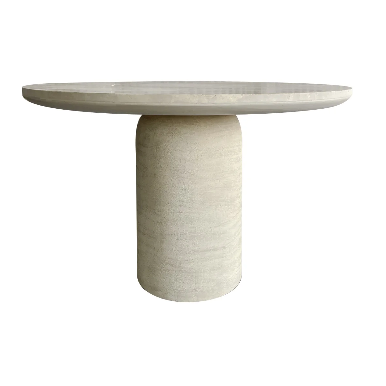 # Nordic Natural Travertine Top Reinforced Cement Finish Fiber Glass Base Comedor Dining Tables